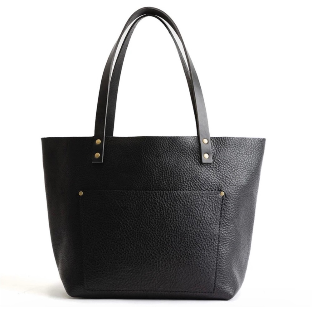 Portland Leather MEDIUM tote in PEBBLED BLACK